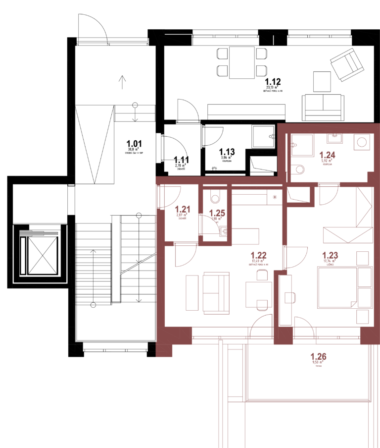 Bytová jednotka 1.20 Rezidence Karlovina