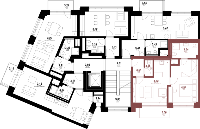 Bytová jednotka 3.50 Rezidence Karlovina